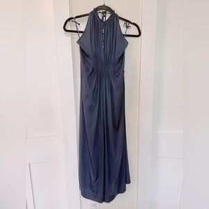 DIANE VON FURSTENBERG Tatianna Jumpsuit in Navy Halter Silk Open Back Size 6
